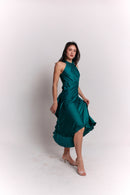 Satin Lace Emerald Dress