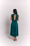 Satin Lace Emerald Dress