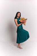 Satin Lace Emerald Dress