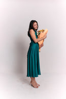 Satin Lace Emerald Dress