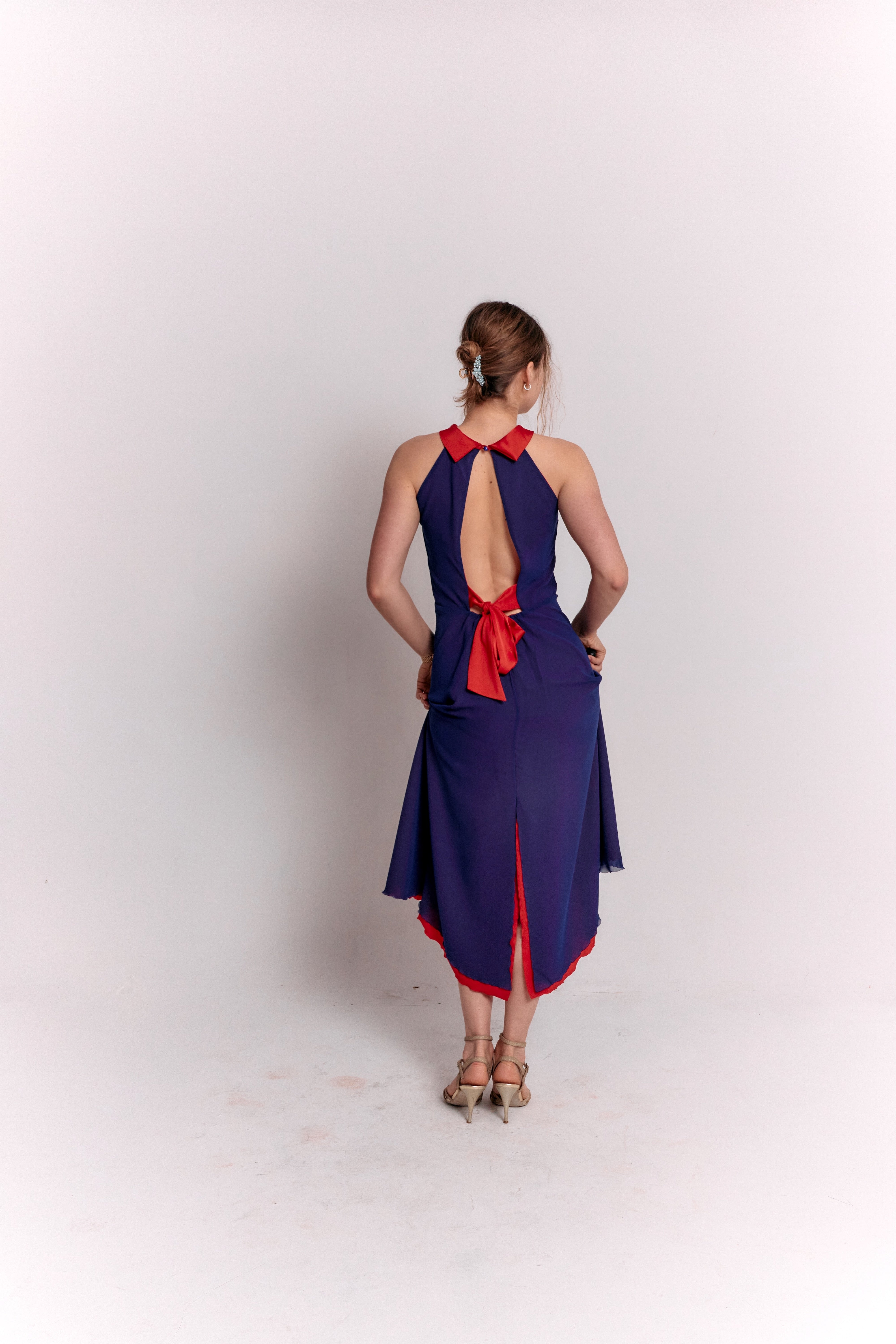 Reversible Red and Blue Bow Dress