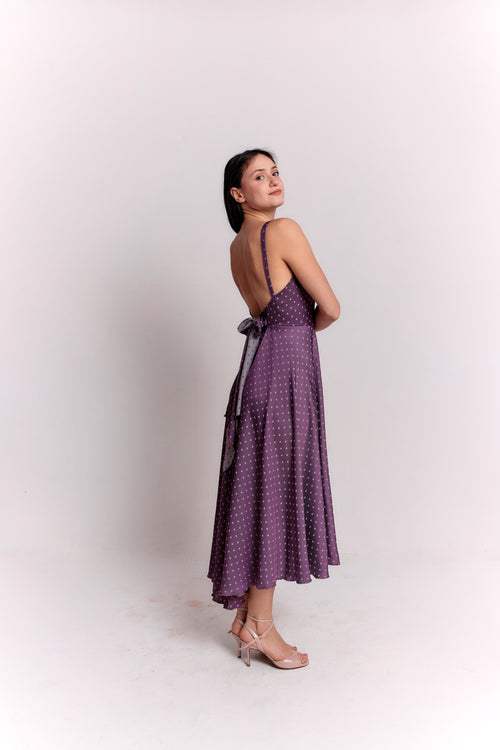 Purple and White Polka Dot Dress
