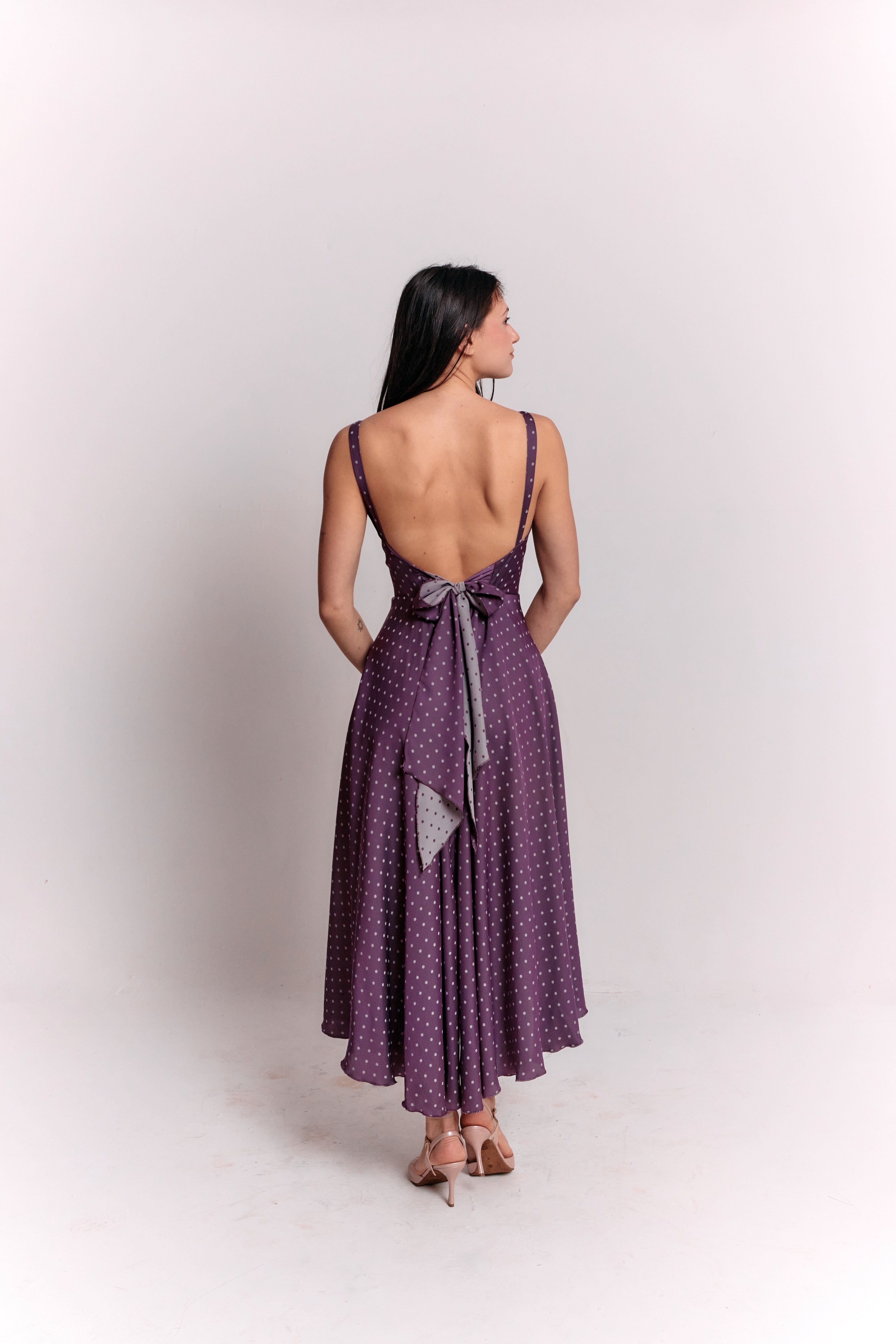 Purple and White Polka Dot Dress
