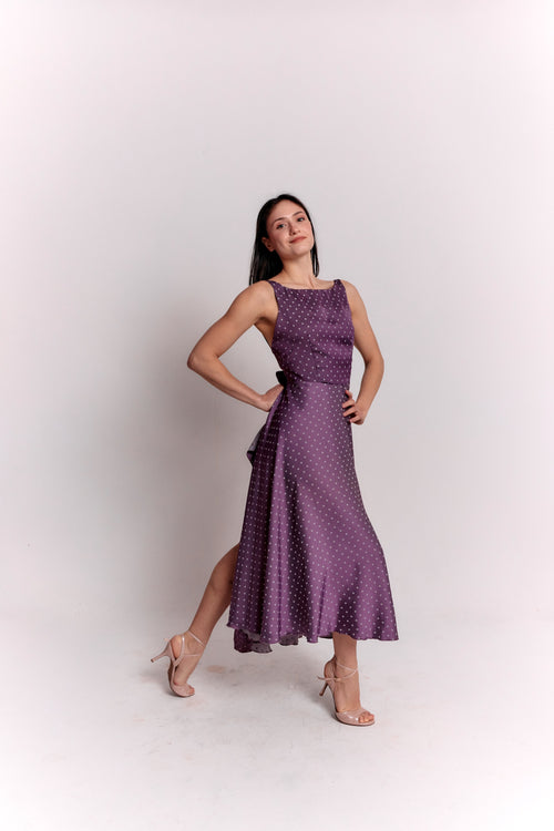 Purple and White Polka Dot Dress