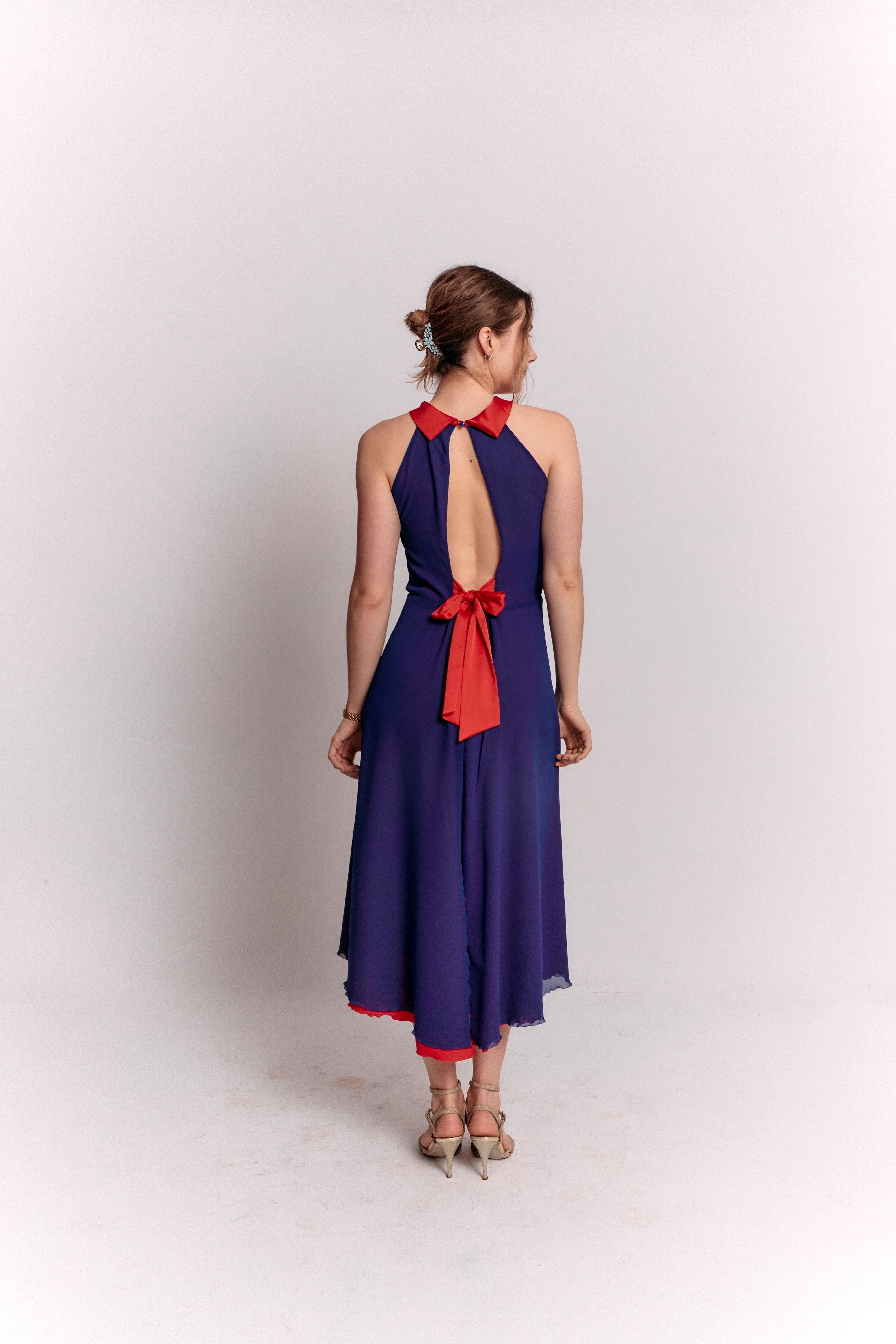 Reversible Red and Blue Bow Dress
