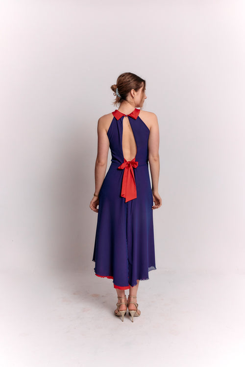 Reversible Red and Blue Bow Dress