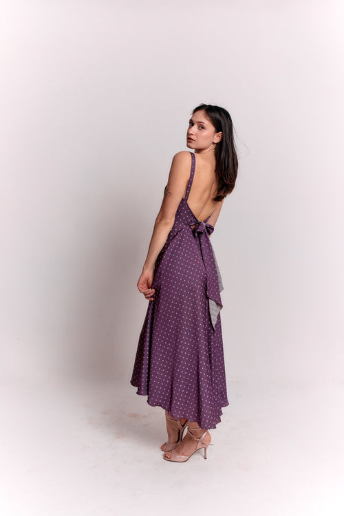 Purple and White Polka Dot Dress