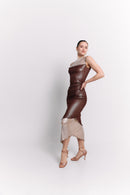 Ivory Brown Asymmetrical Dress