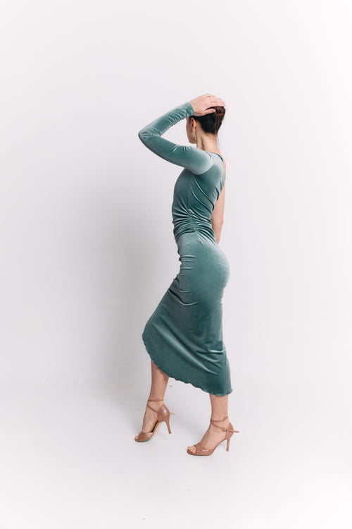 Velvet Turquoise Curve Dress