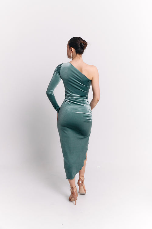 Velvet Turquoise Curve Dress