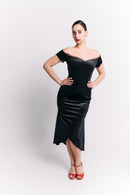 Velvet Off-Shoulder Black Romance Dress