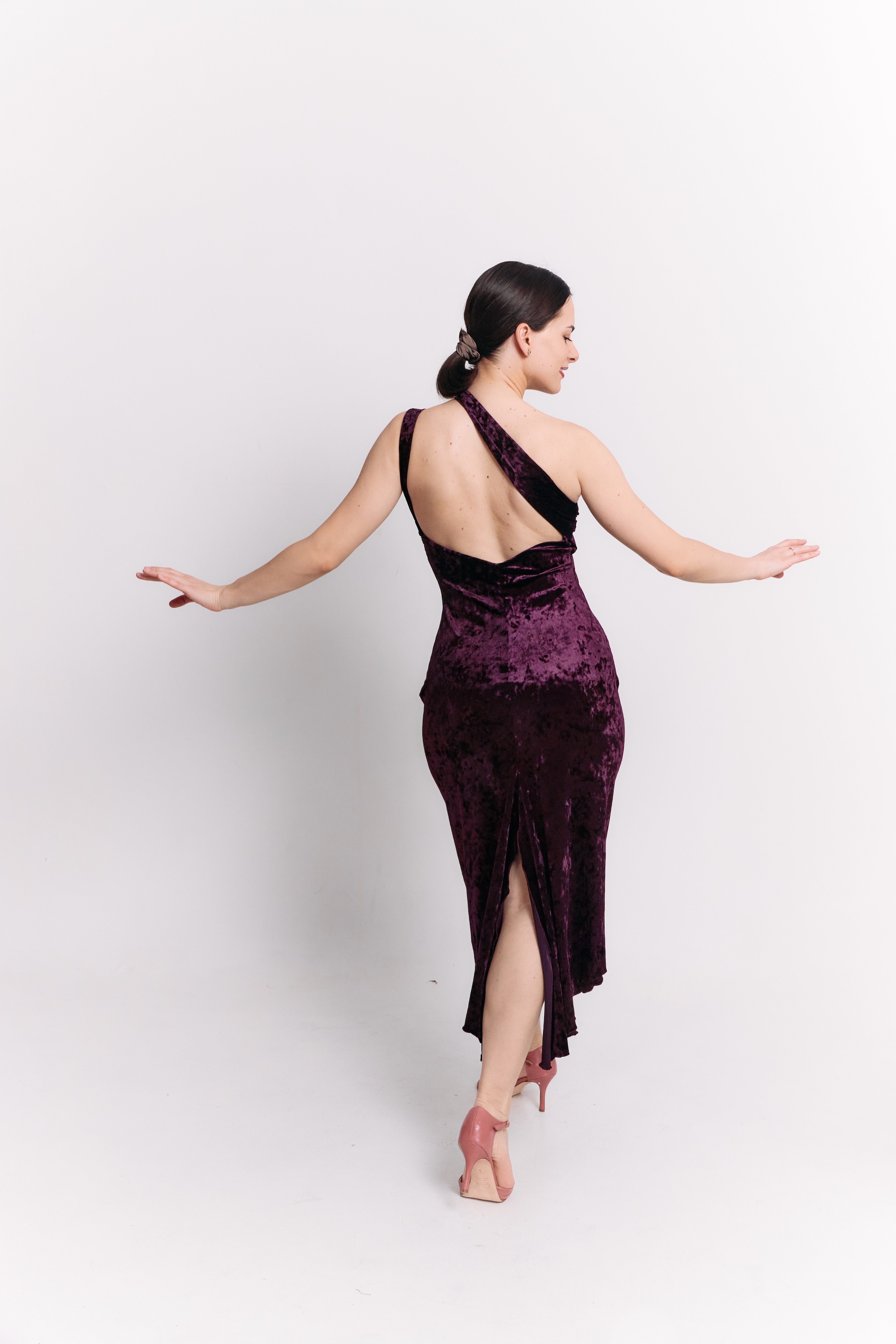 Burgundy Velvet Backless Dress