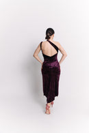 Burgundy Velvet Backless Dress