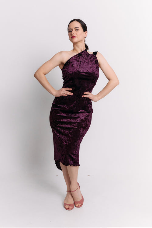 Burgundy Velvet Backless Dress