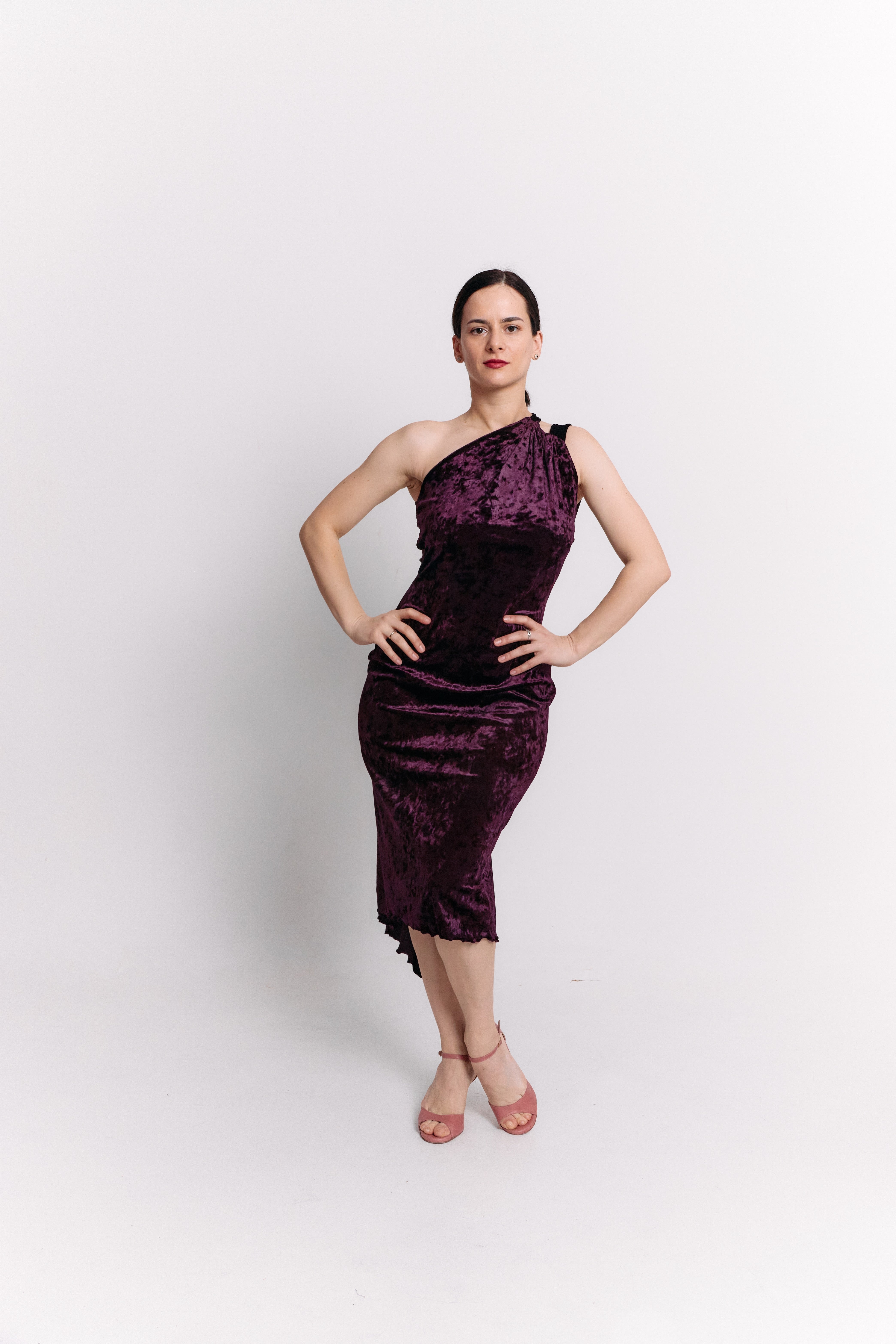 Burgundy Velvet Backless Dress