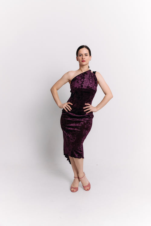 Burgundy Velvet Backless Dress