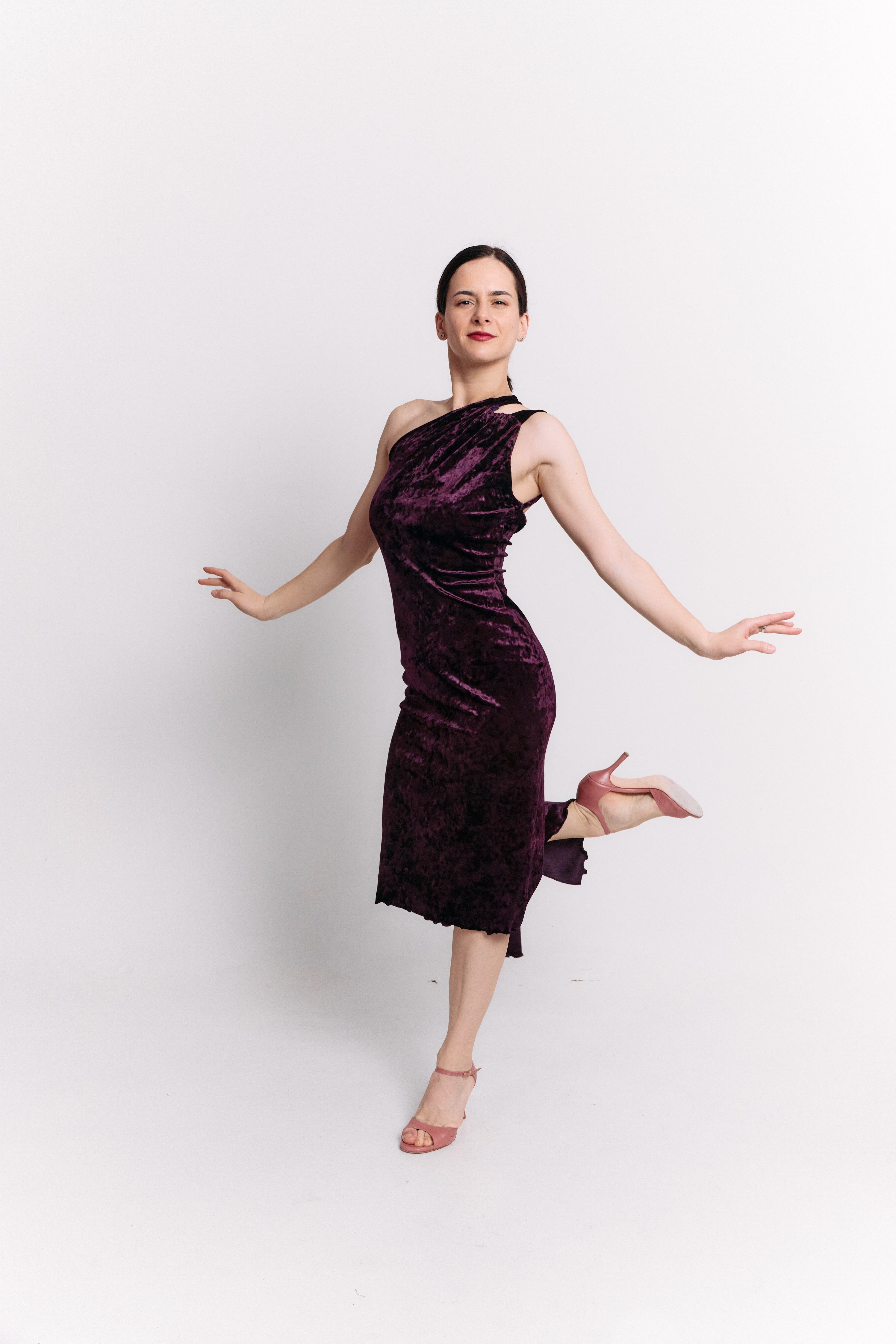 Burgundy Velvet Backless Dress