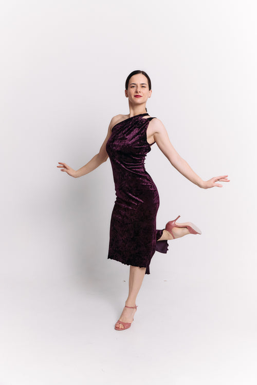 Burgundy Velvet Backless Dress