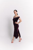 Burgundy Velvet Two-Piece Midi Set