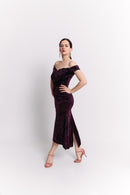 Burgundy Velvet Two-Piece Midi Set