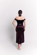Burgundy Velvet Two-Piece Midi Set