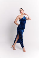 Crushed Blue One-Shoulder Set