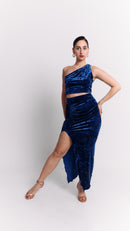 Crushed Blue One-Shoulder Set