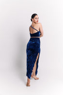 Crushed Blue One-Shoulder Set