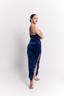 Crushed Blue One-Shoulder Set