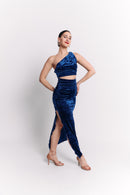 Crushed Blue One-Shoulder Set