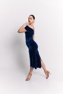 Royal Blue Velvet Midi Dress Set