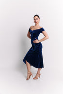 Royal Blue Velvet Midi Dress Set