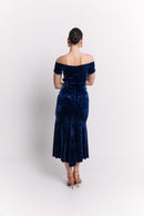 Royal Blue Velvet Midi Dress Set