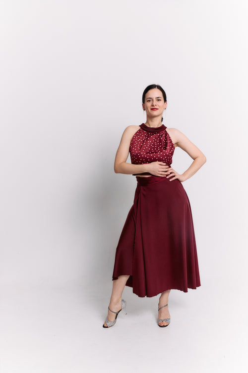 Conjunto convertible Bloom de satén burdeos