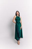 Emerald Satin Reversible Halter Dress