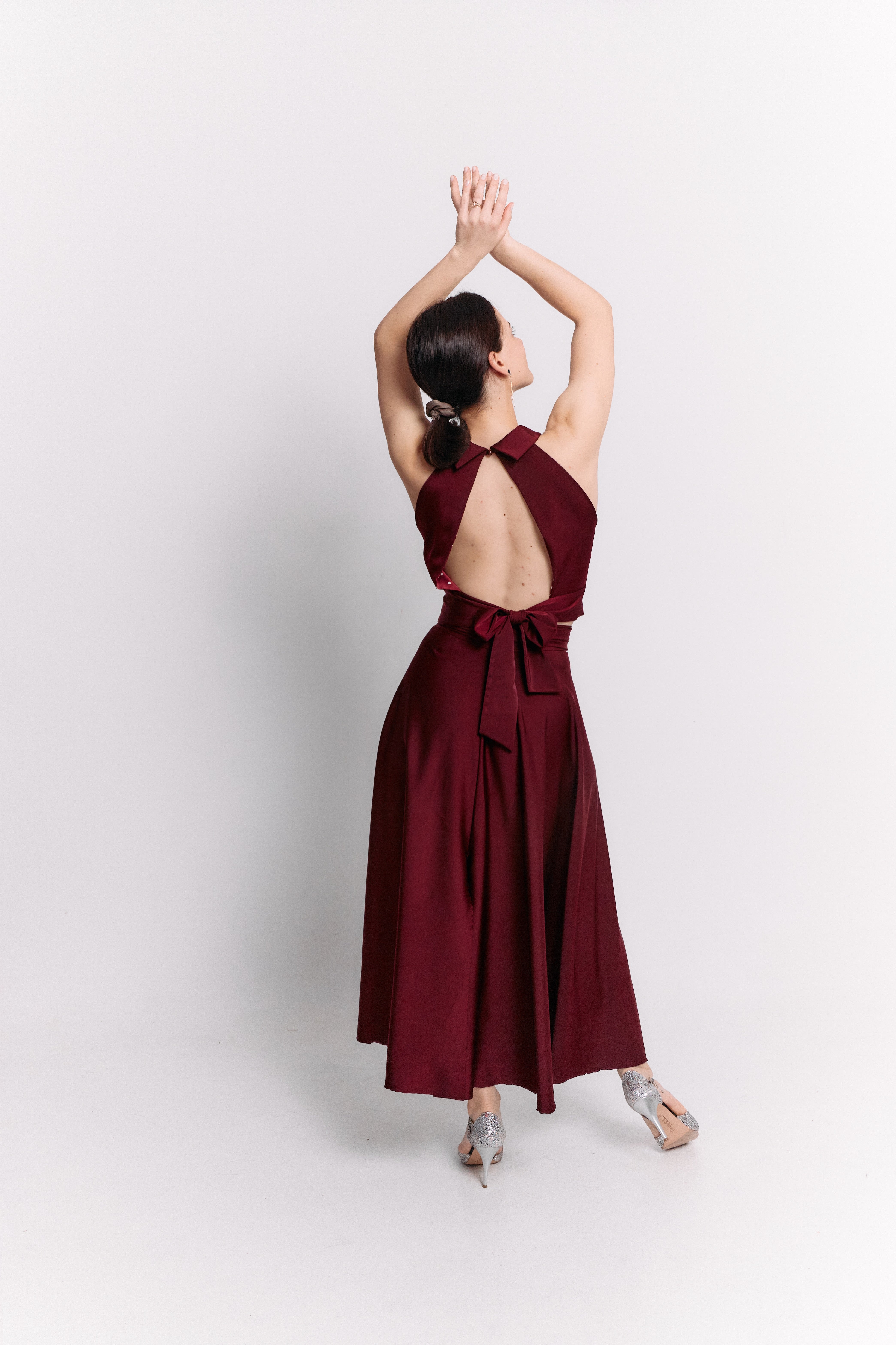 Conjunto convertible Bloom de satén burdeos