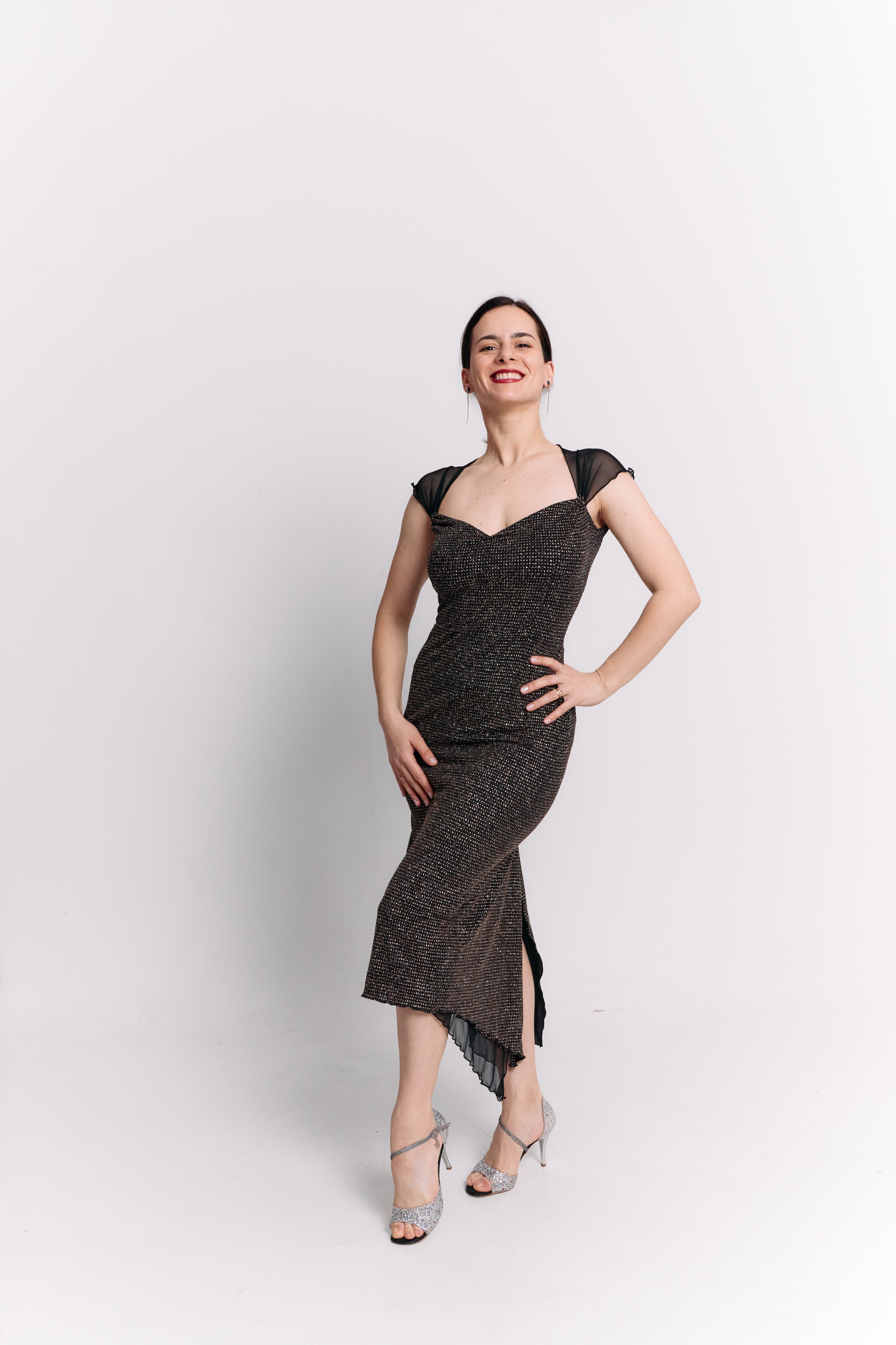 Black Lurex Wide Strap Sweetheart Midi Dress