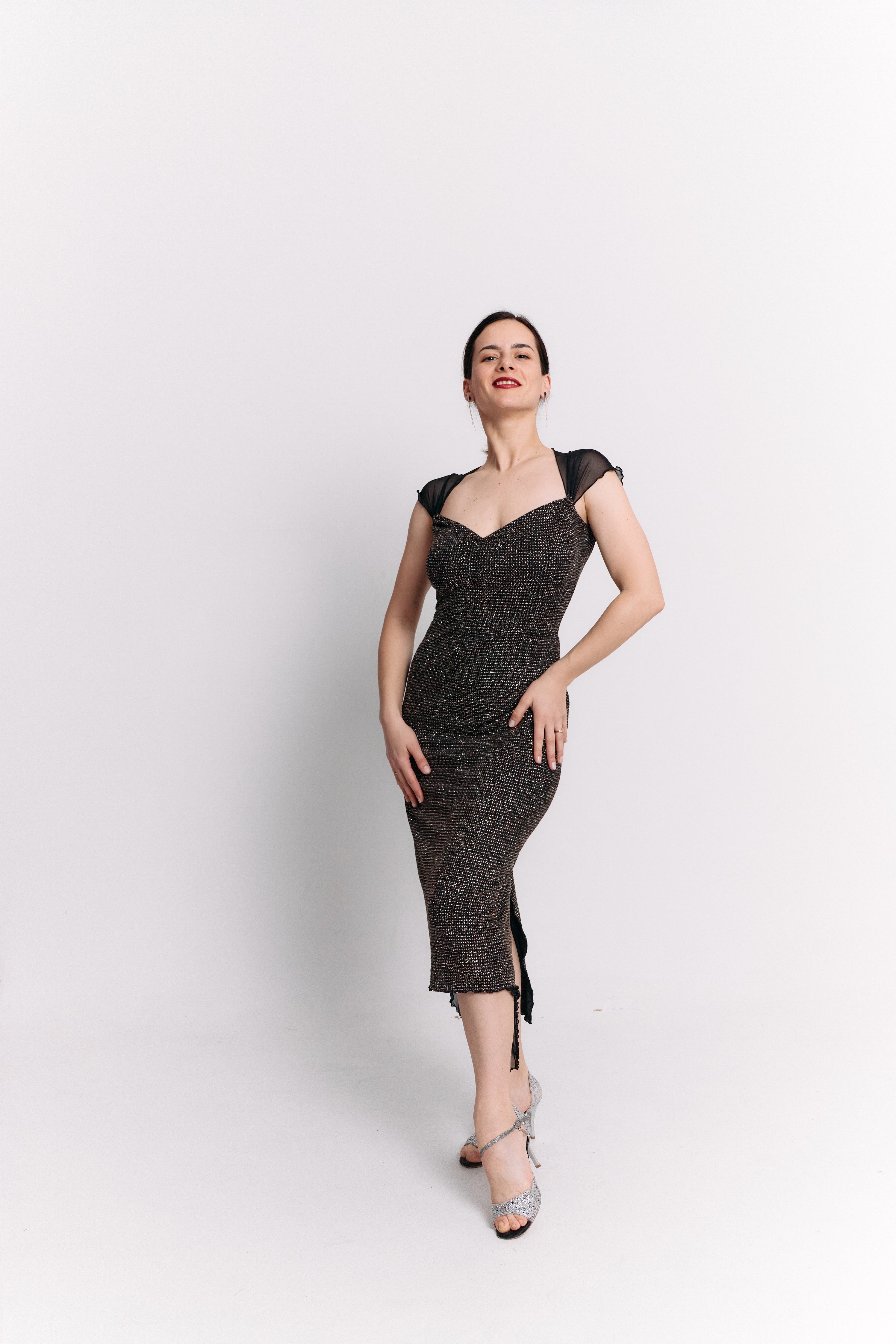 Black Lurex Wide Strap Sweetheart Midi Dress