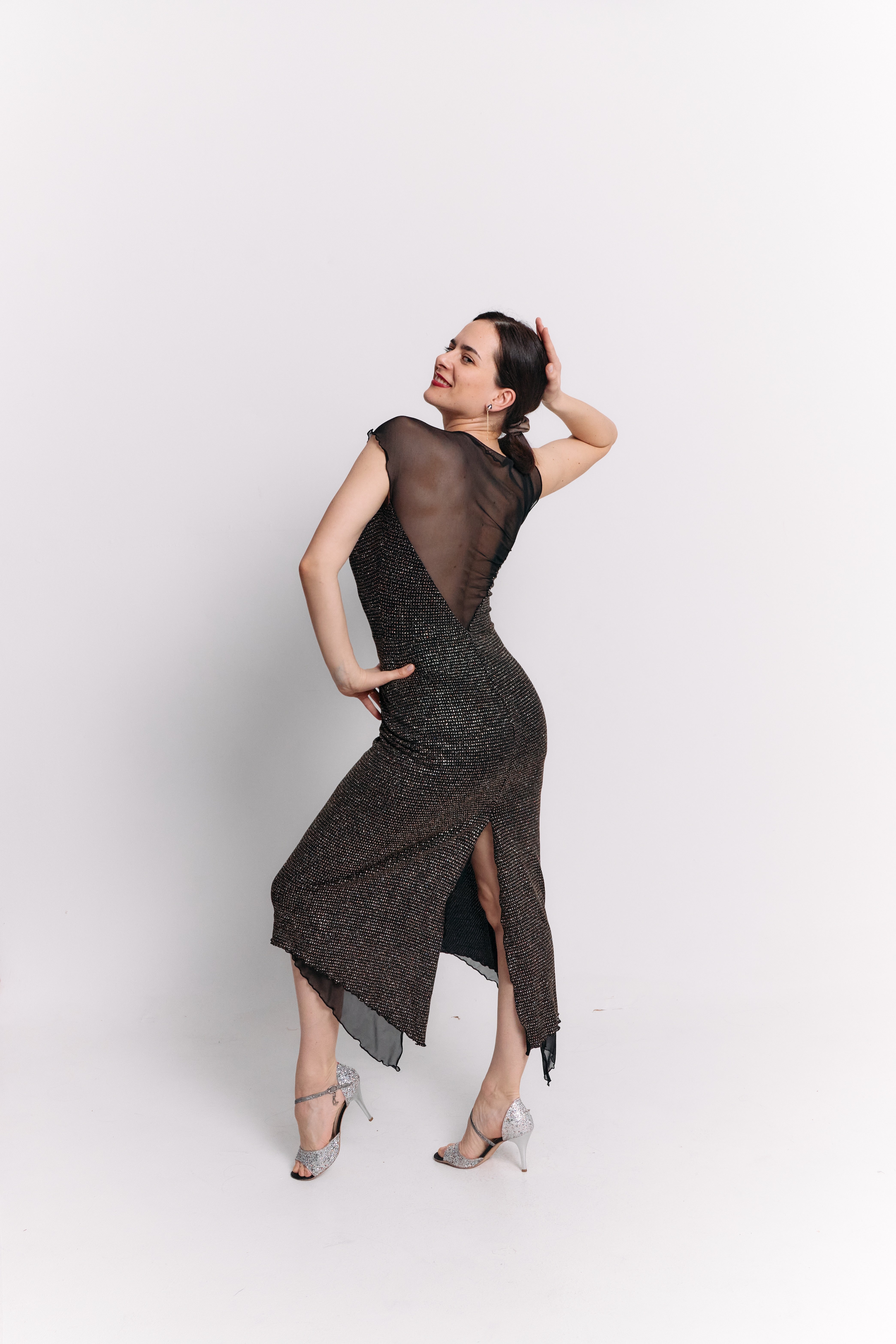 Black Lurex Wide Strap Sweetheart Midi Dress