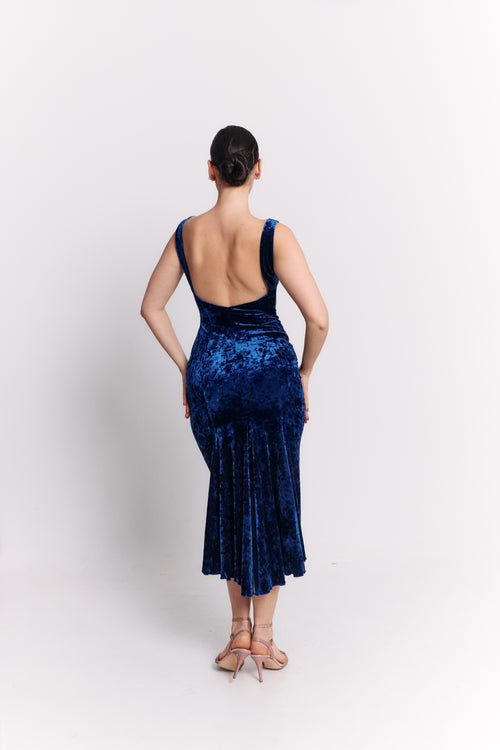 Royal Blue Backless Midi Dress