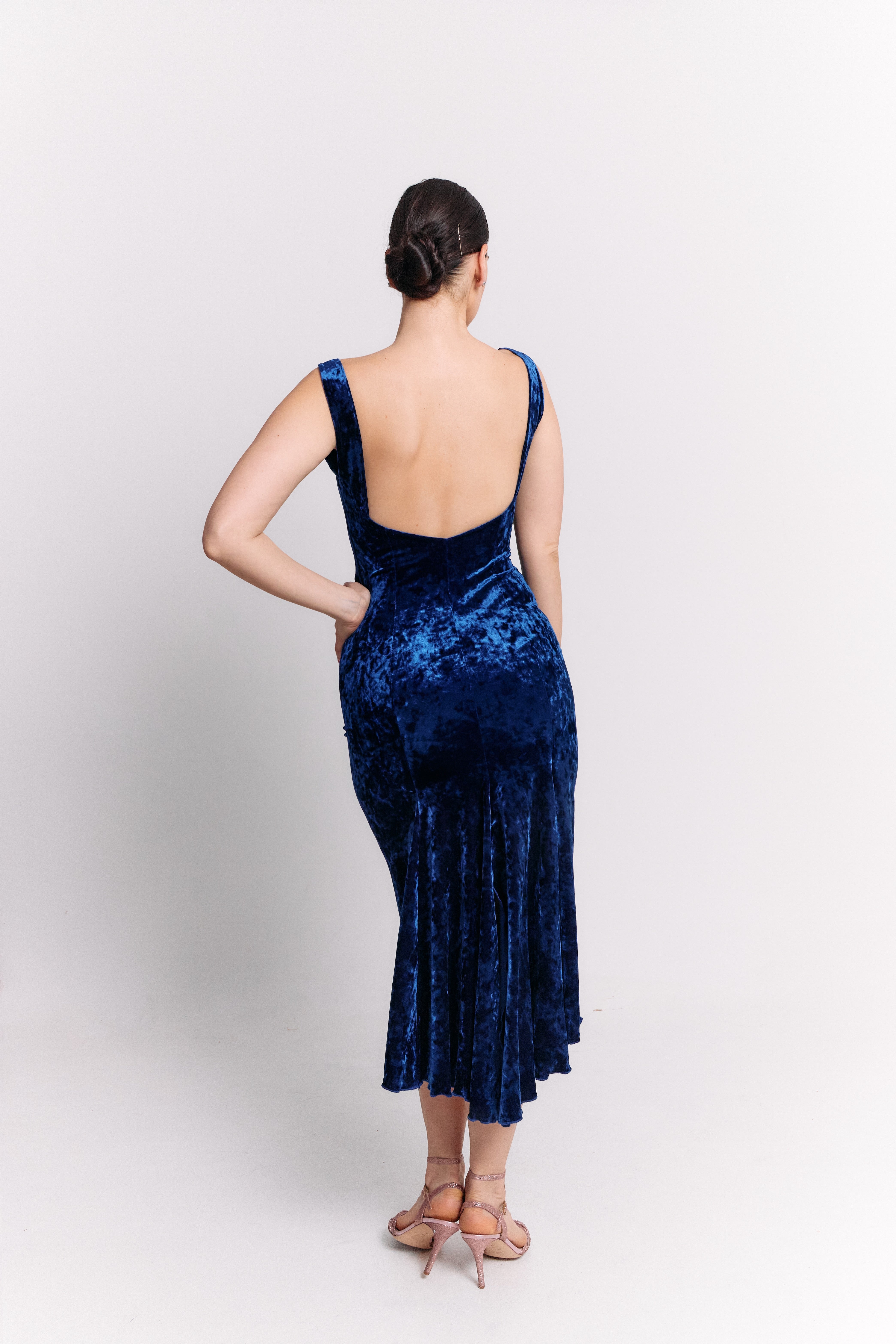 Royal Blue Backless Midi Dress