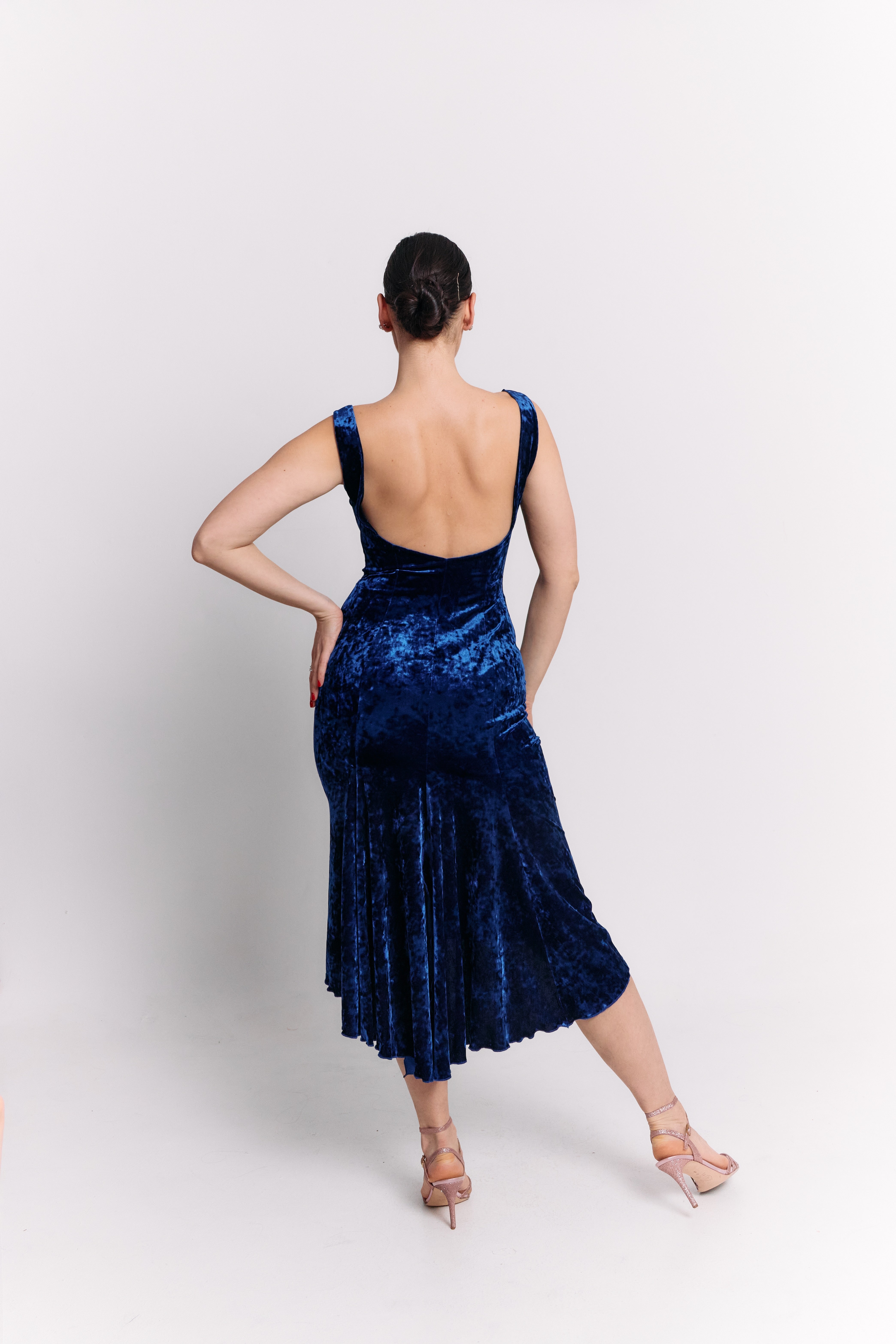 Royal Blue Backless Midi Dress