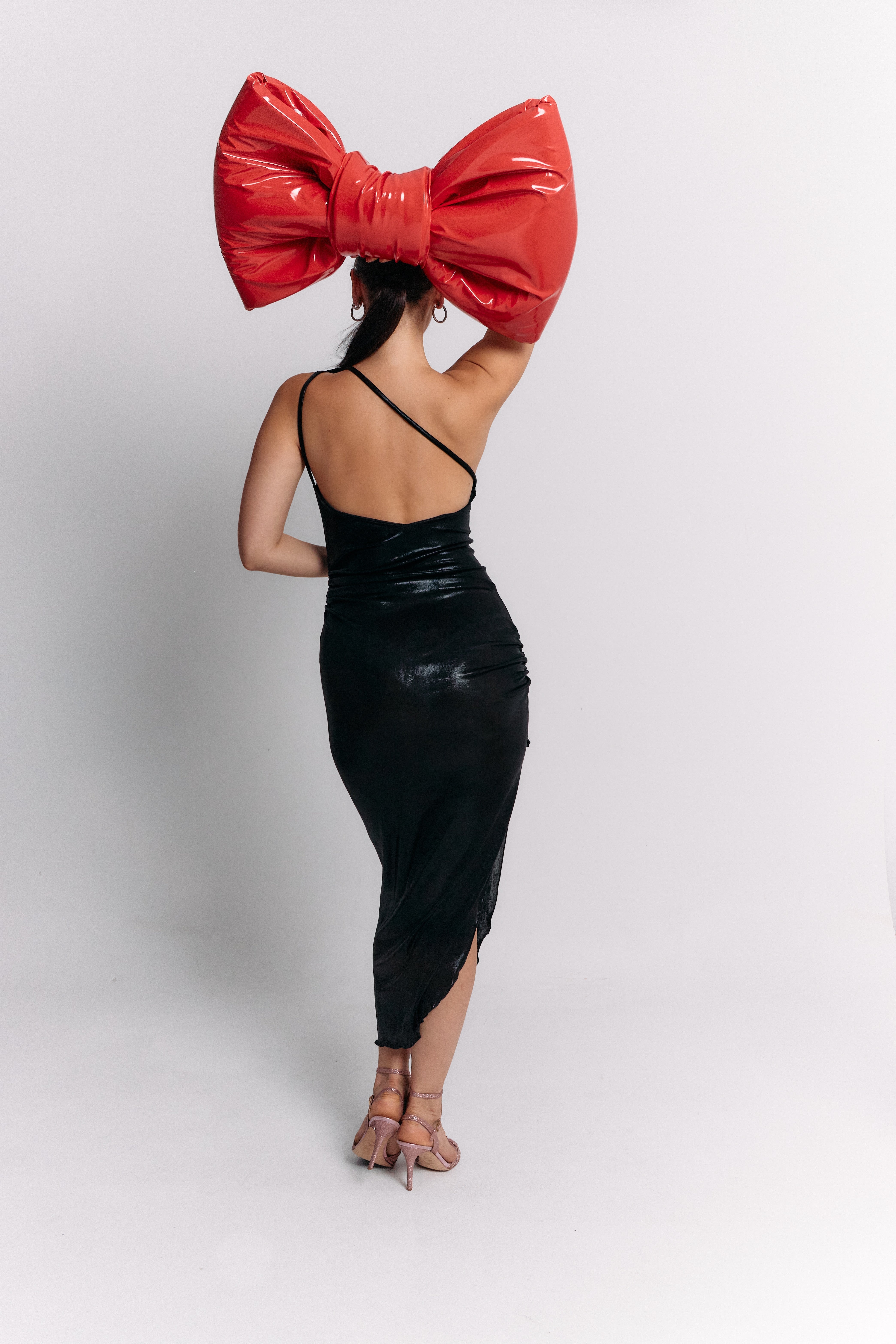 Black Coffee Asymmetrical Flower Dress