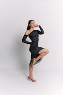 Midnight Sparkle Long-Sleeve Midi Dress