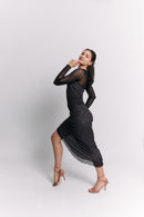 Midnight Sparkle Long-Sleeve Midi Dress