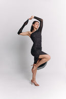 Midnight Sparkle Long-Sleeve Midi Dress