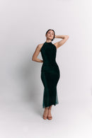 Dark Green Halter Maxi Dress