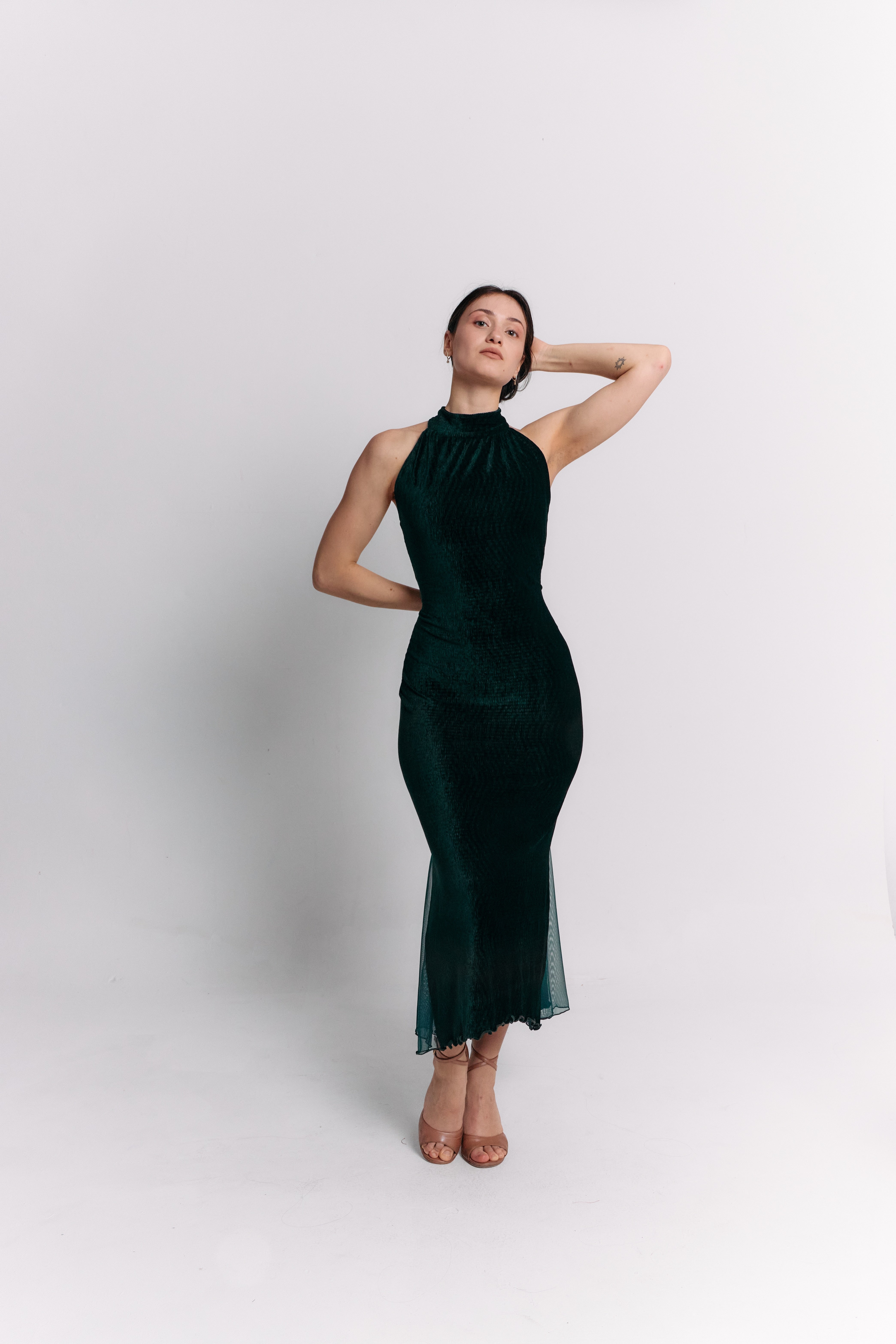 Dark Green Halter Maxi Dress