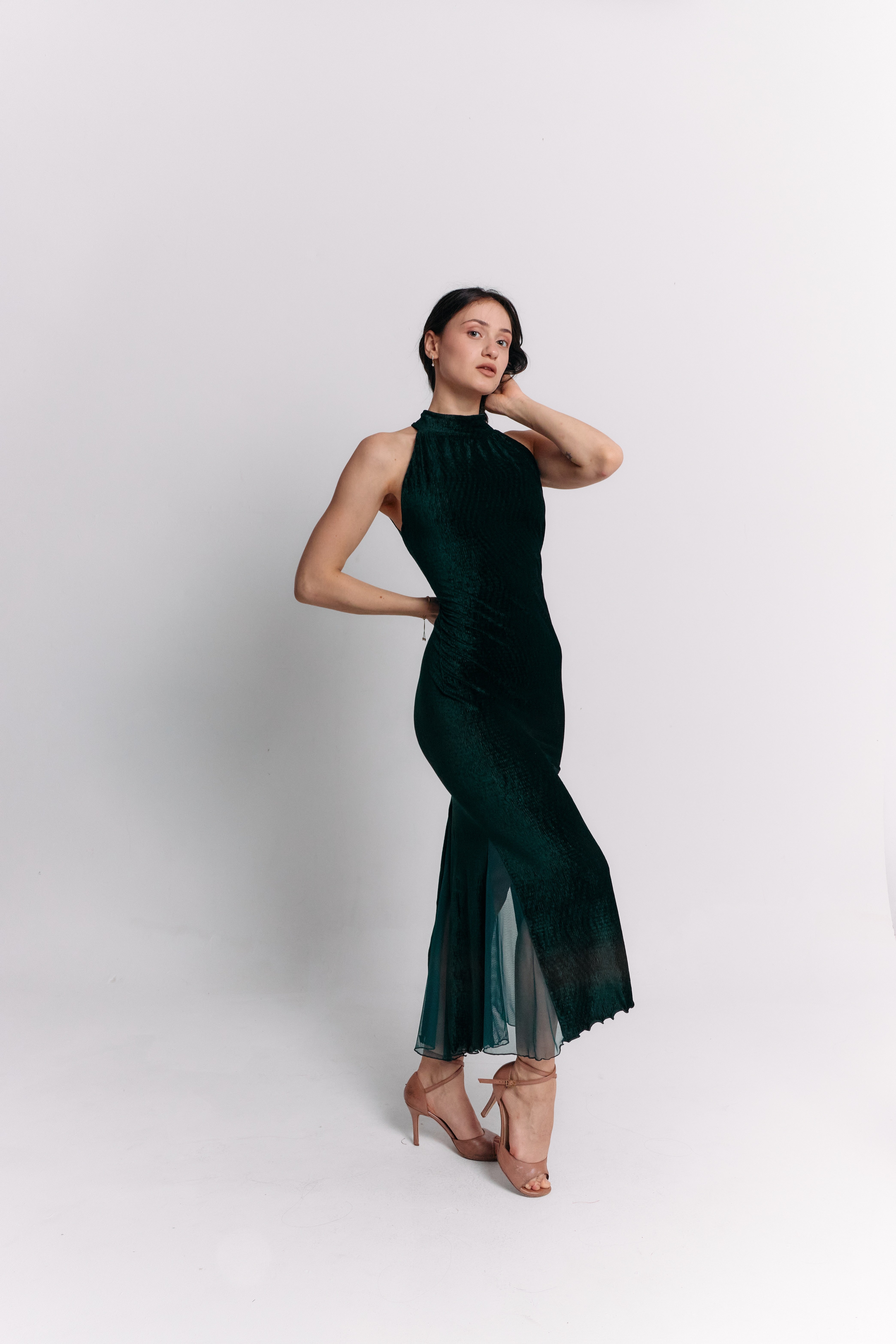 Dark Green Halter Maxi Dress