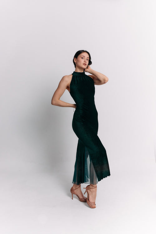 Dark Green Halter Maxi Dress